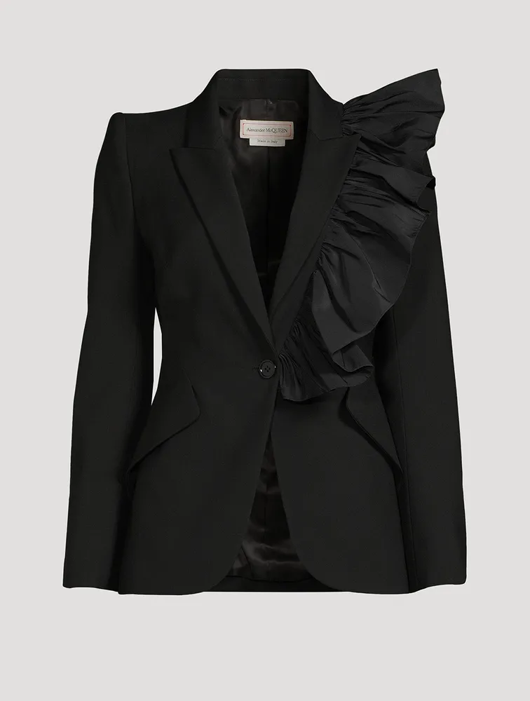 Ruffled Wool Blazer