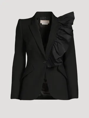 Ruffled Wool Blazer