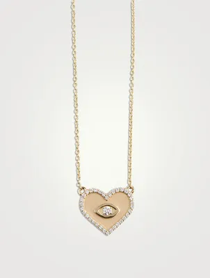 14K Gold Evil Eye Necklace With Diamonds