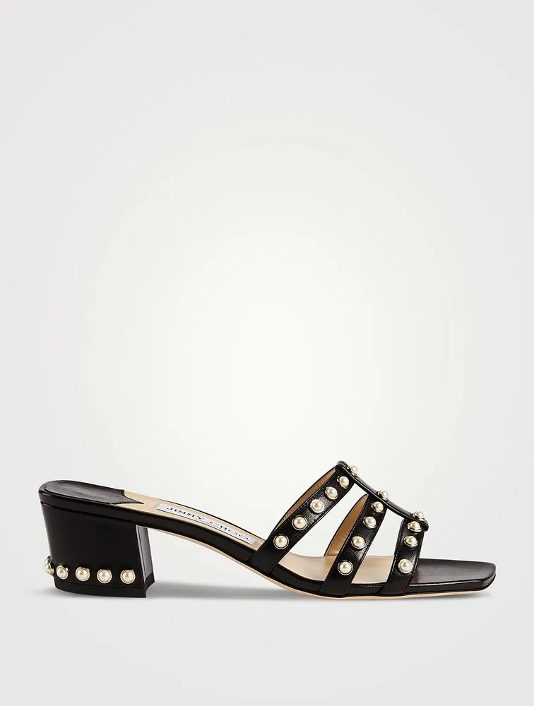 Hazal 45 Leather Mules With Pearls