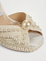 Sacaria Pearl-Embellished Satin Platform Sandals