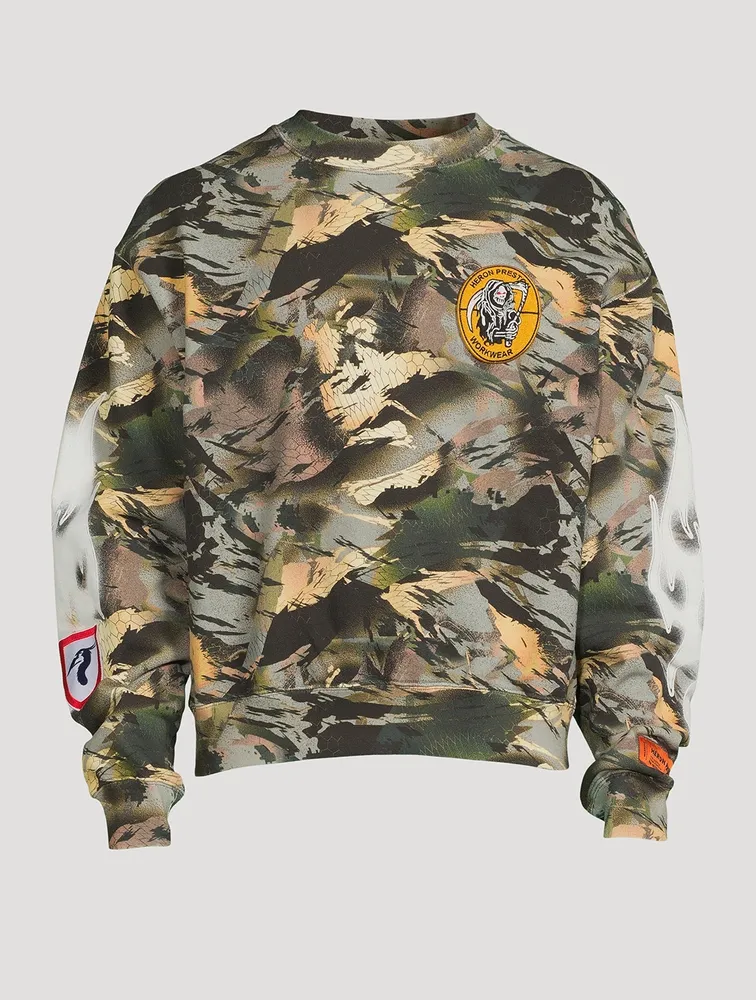 Cotton Sweatshirt Camo Print
