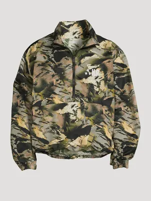 Nylon Pullover Windbreaker Jacket Camo Print