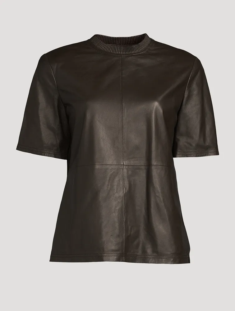 Strong Shoulder Leather T-Shirt