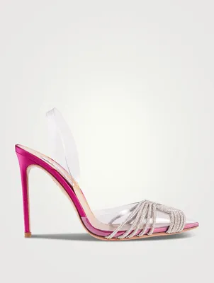 Gatsby PVC And Satin Slingback Pumps With Crystals