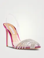Gatsby PVC And Satin Slingback Pumps With Crystals