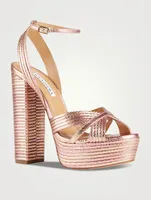 Sundance Plateau Metallic Leather Sandals
