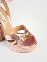 Sundance Plateau Metallic Leather Sandals