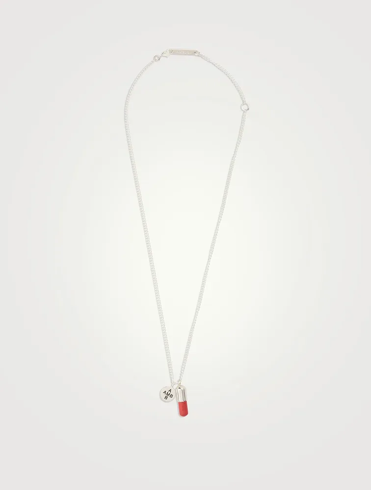 Sterling Silver Pill Charm Necklace