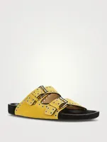 Lennyo Grommet Suede Slide Sandals