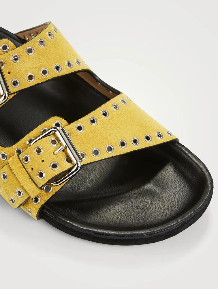 Lennyo Grommet Suede Slide Sandals