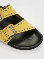 Lennyo Grommet Suede Slide Sandals