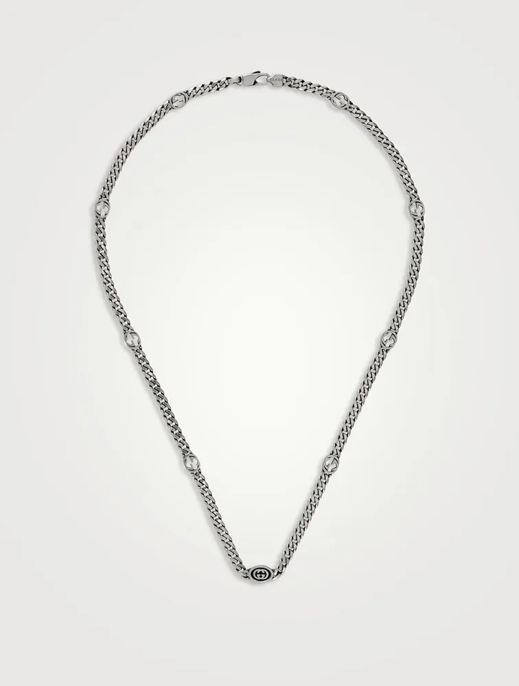 Thin Interlocking G Sterling Silver Necklace