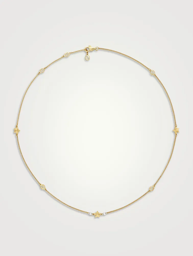 Interlocking G 18K Gold Necklace With Star