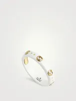 Interlocking G 18K Gold Icon Ring With White Zirconia