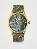 G-Timeless Tiger GG Supreme Canvas Strap Watch