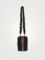 Leather Neck Pouch With Signature Stripe