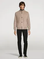 Suede-Front Bomber Jacket