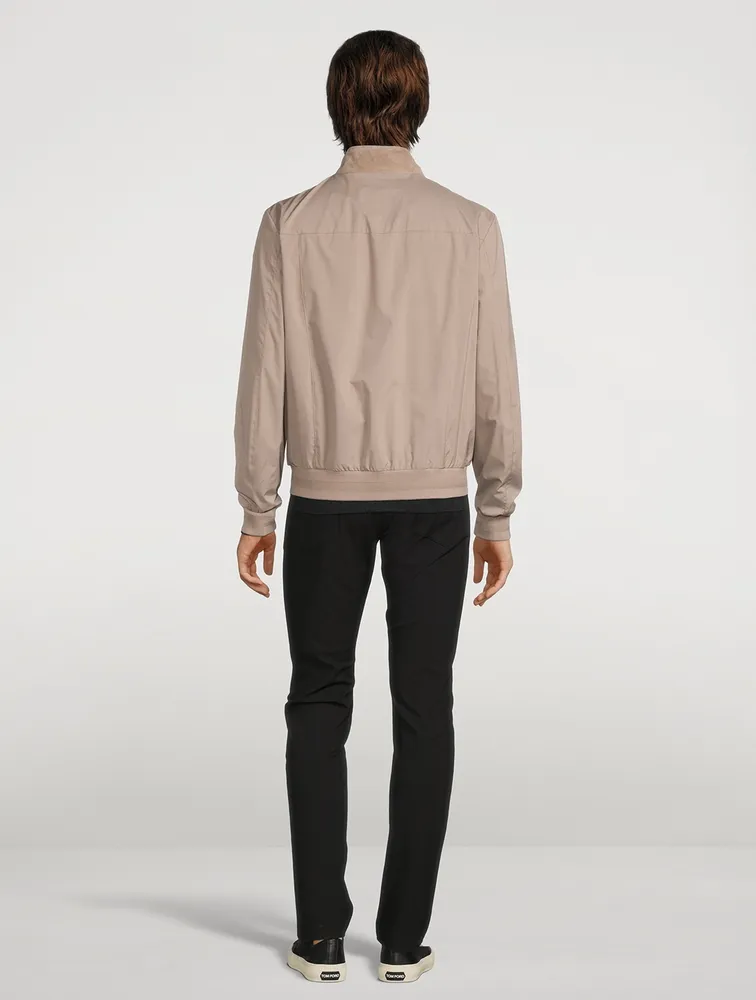 Suede-Front Bomber Jacket