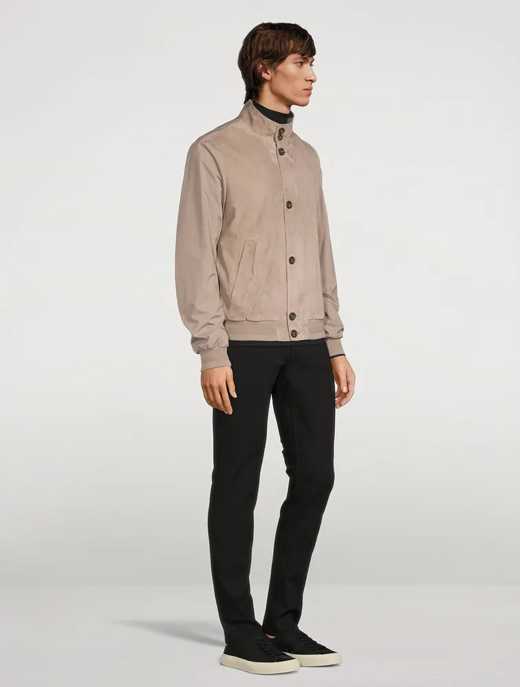 Suede-Front Bomber Jacket