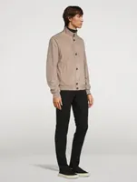 Suede-Front Bomber Jacket
