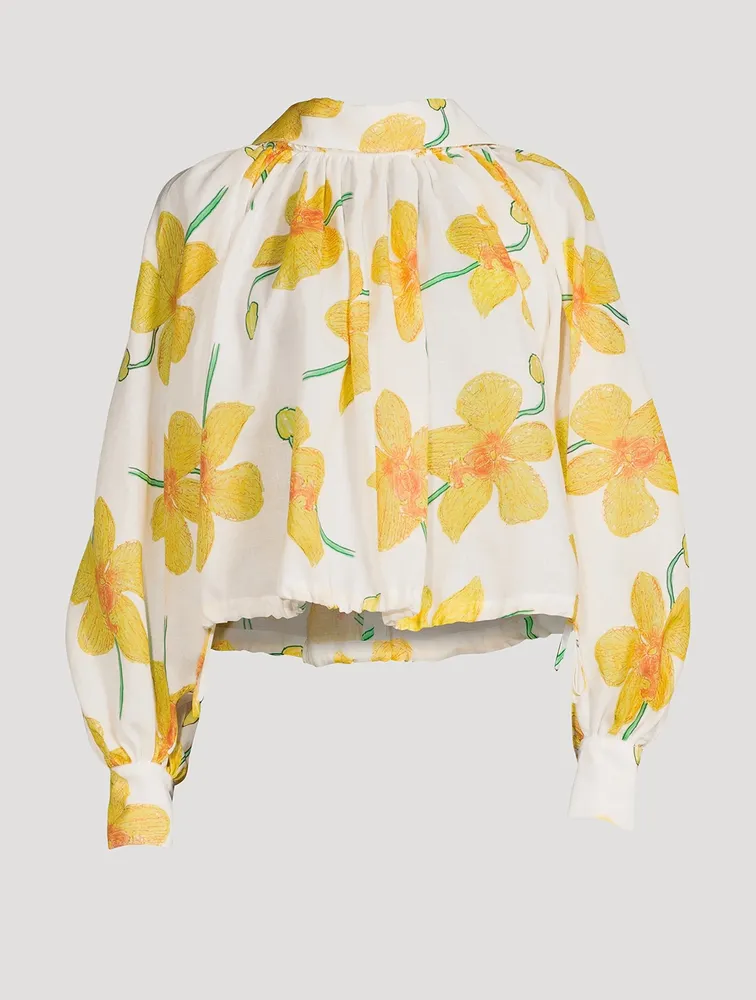 Ramie Blouse Orchids Print