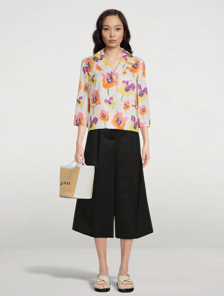 Cotton Jacket Pansies Print