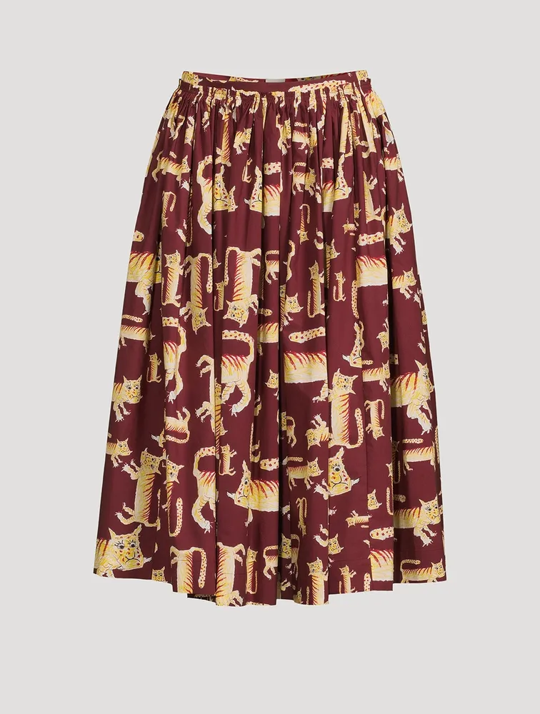 Cotton Midi Skirt Lunar New Year Tiger Print