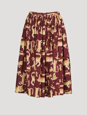 Cotton Midi Skirt Lunar New Year Tiger Print