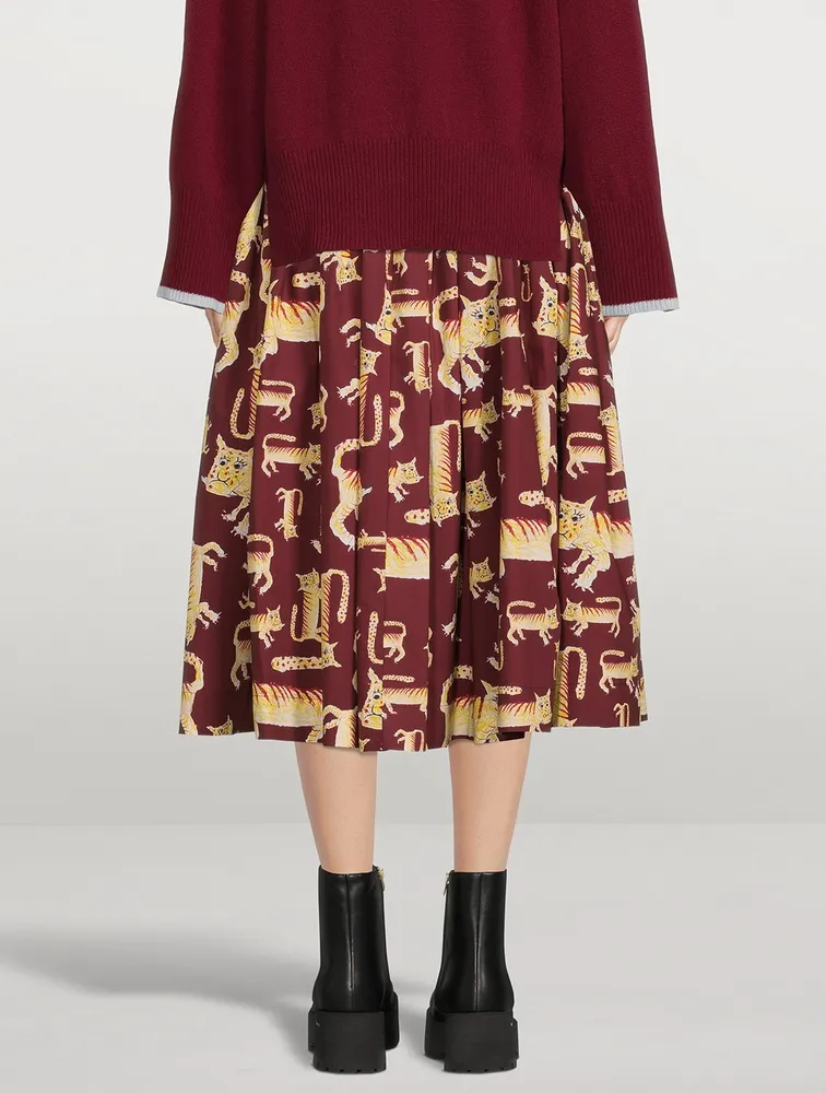 Cotton Midi Skirt Lunar New Year Tiger Print