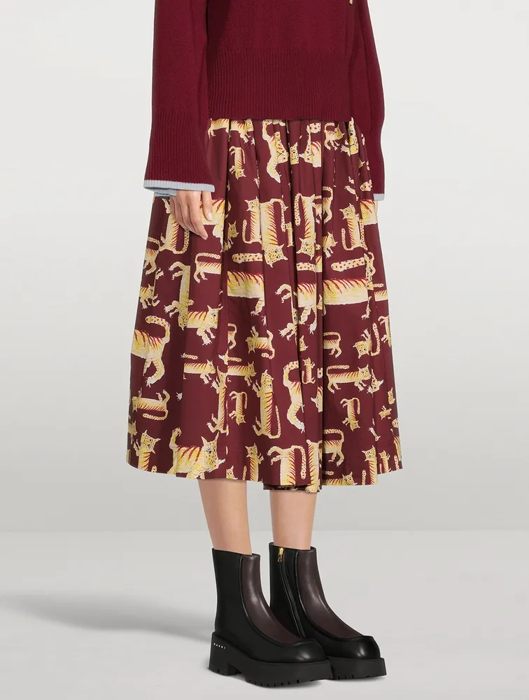 Cotton Midi Skirt Lunar New Year Tiger Print