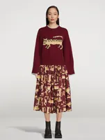Cotton Midi Skirt Lunar New Year Tiger Print