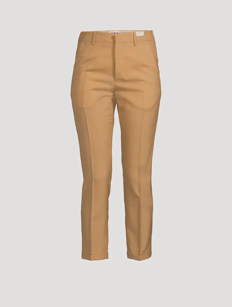 Tropical Wool Straight-Leg Trousers