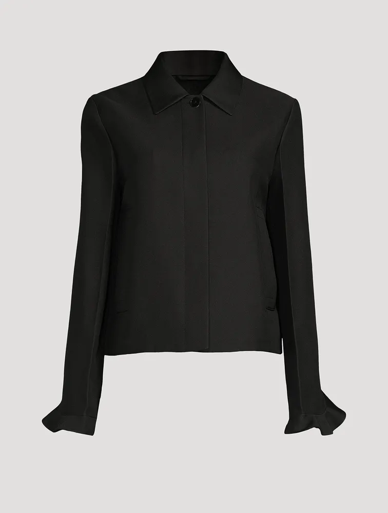 Ruffle-Trimmed Cropped Jacket