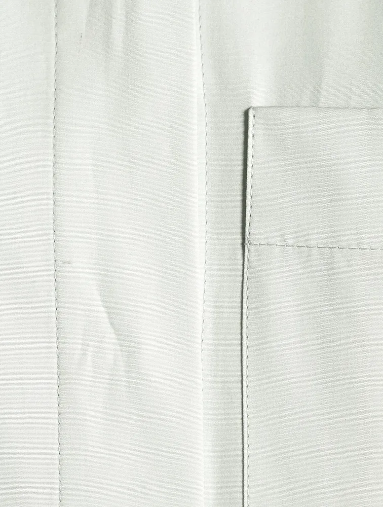 Flounce-Hem Cotton Shirt