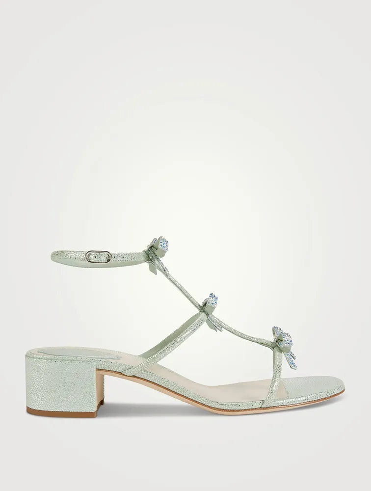 Caterina Crystal Metallic Leather Sandals