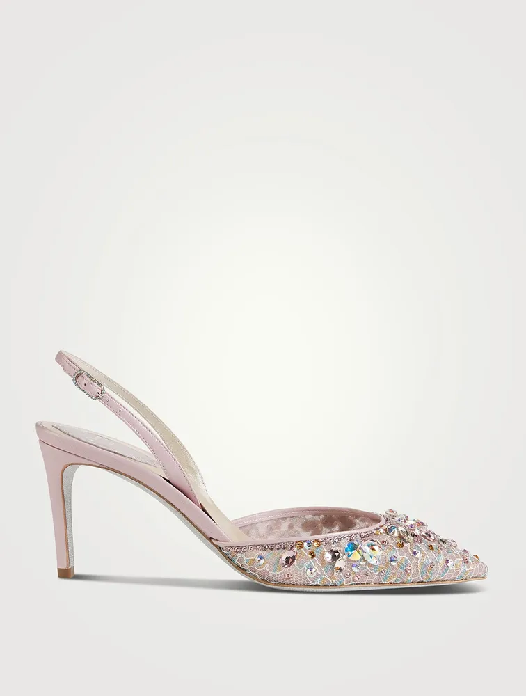 Cinderella Crystal Lace Slingback Pumps