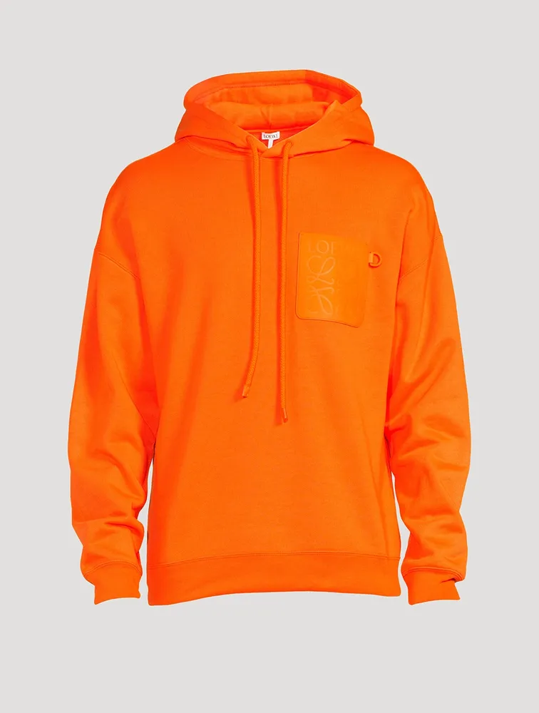 Cotton Hoodie With Leather Pocket