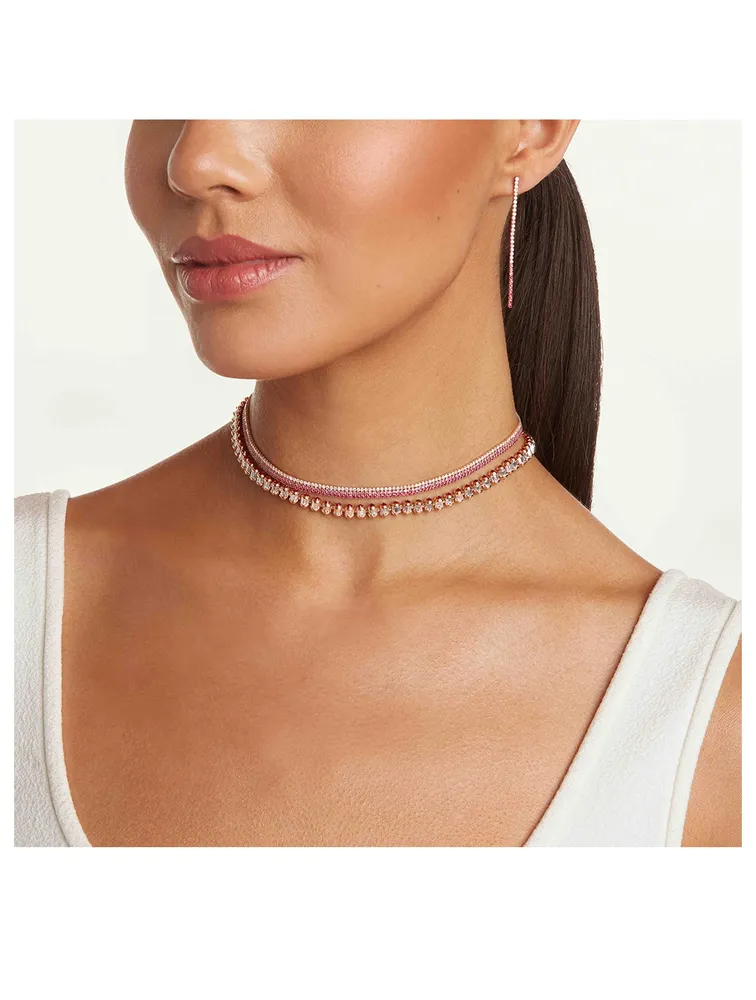 18K Gold Ripple Choker Necklace With Ruby And Diamonds