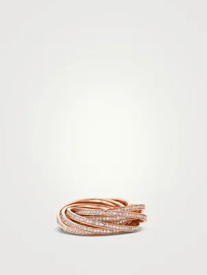18K Rose Gold Rolling Orbit Ring With Diamonds