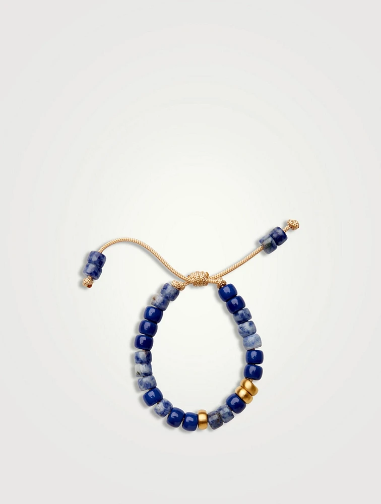 Beaded Bracelet With Sodalite, Blue Agate And 14K Gold