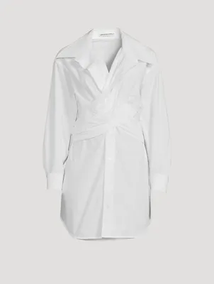 Cross-Front Cotton Shirt Dress