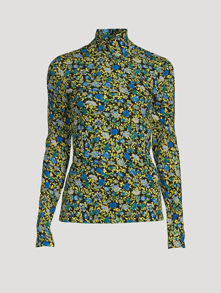 Turtleneck Top Floral Print