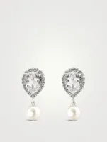 Drop Earrings With Faux Pearl And Crystal