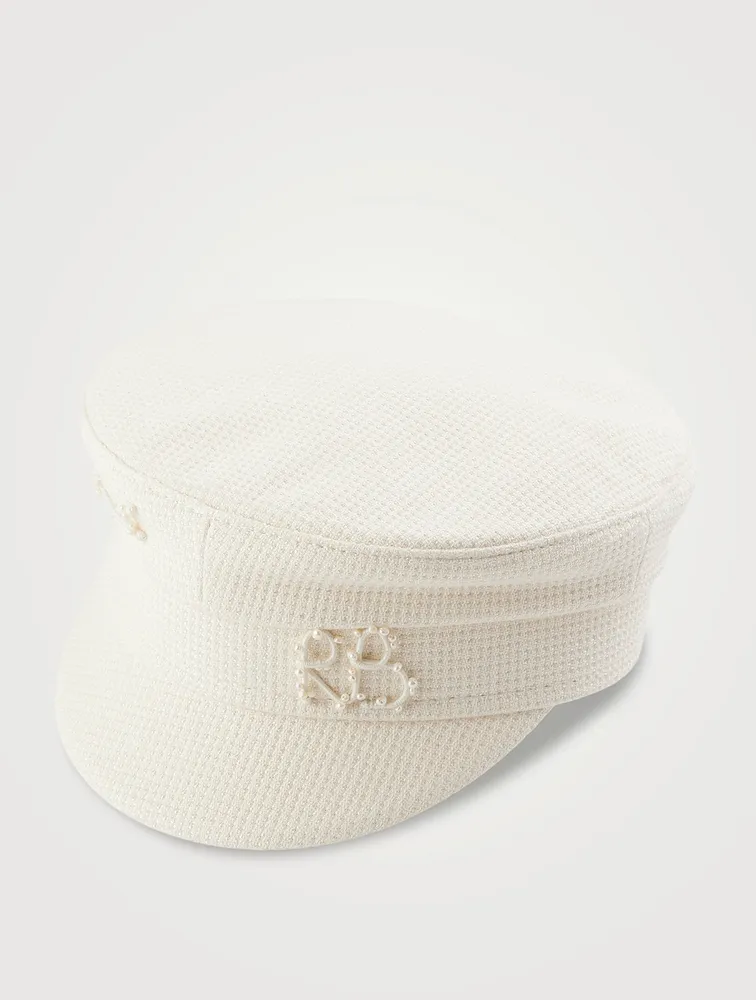 Baker Boy Cap With Faux Pearls