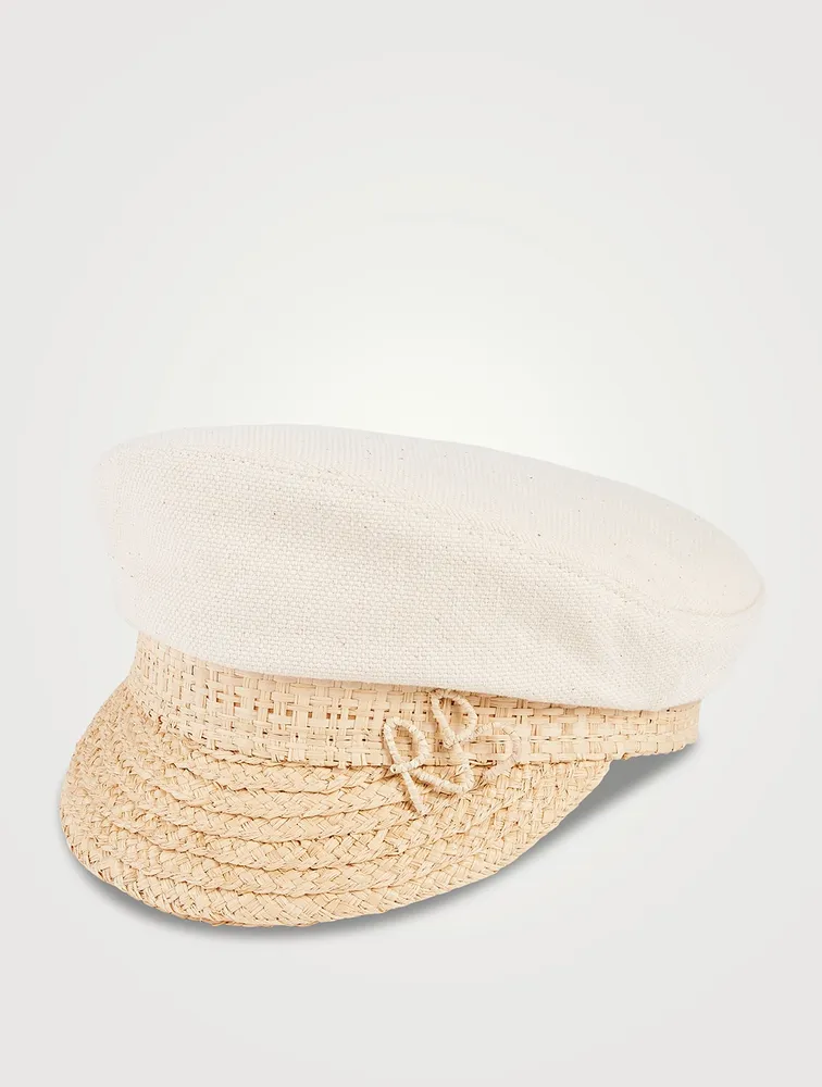 Combined Straw-Brim Baker Boy Beret Cap