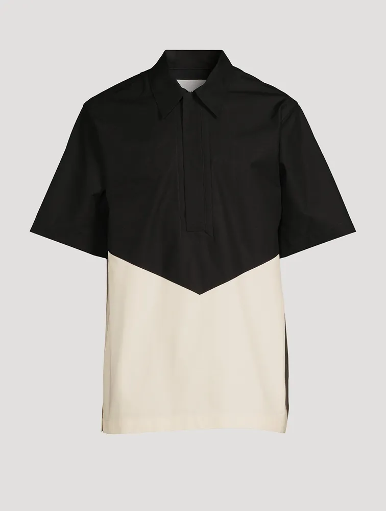 Cotton Short-Sleeve Zip Shirt