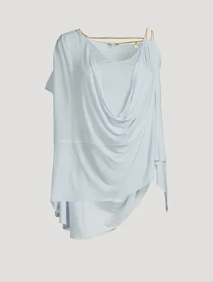 Chain-Embellished Draped Top