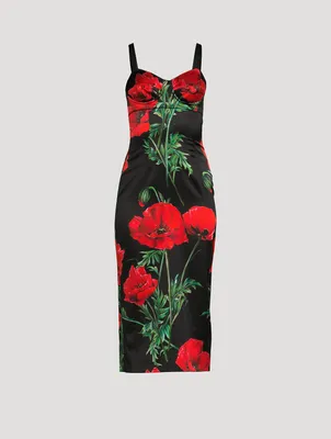 Bustier Midi Dress Poppy Print