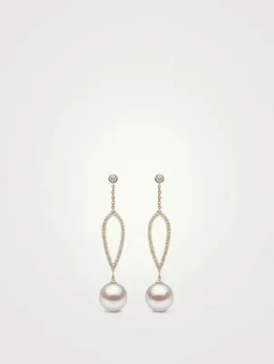 Trend 18K Gold Freshwater Pearl And Diamond Earrings